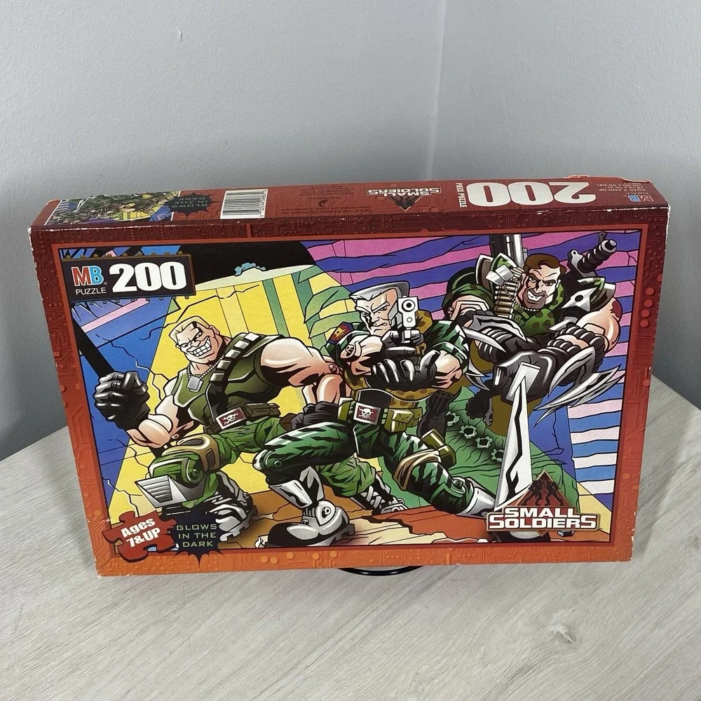 Lot of Two Vintage 1998 Milton Bradley Small Soldiers Glow Dark 200pc Puzzles
